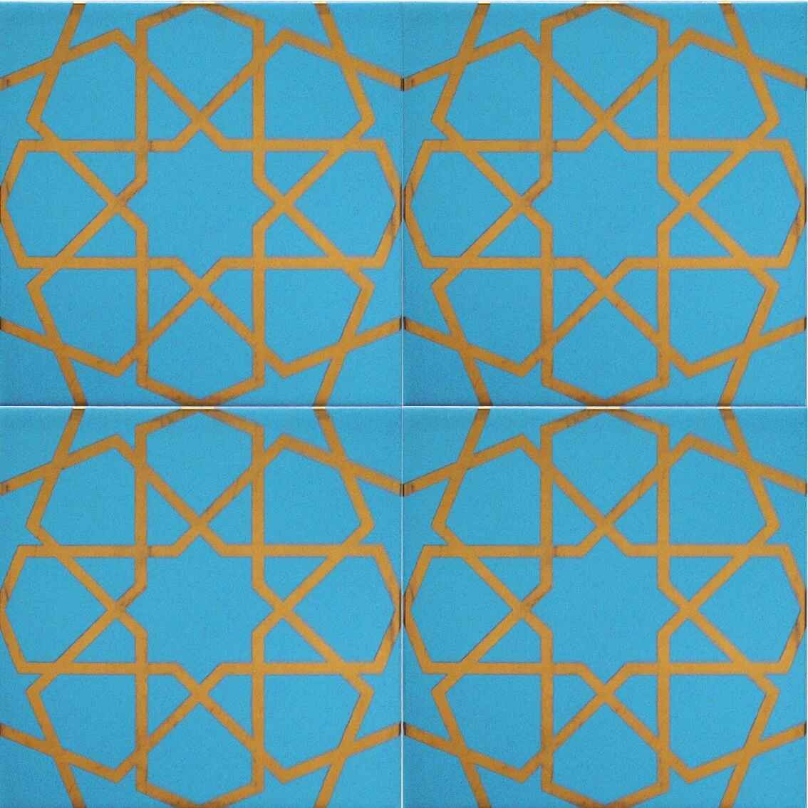 20x20 cm Çini Karo D-89 Turkuaz Metalik